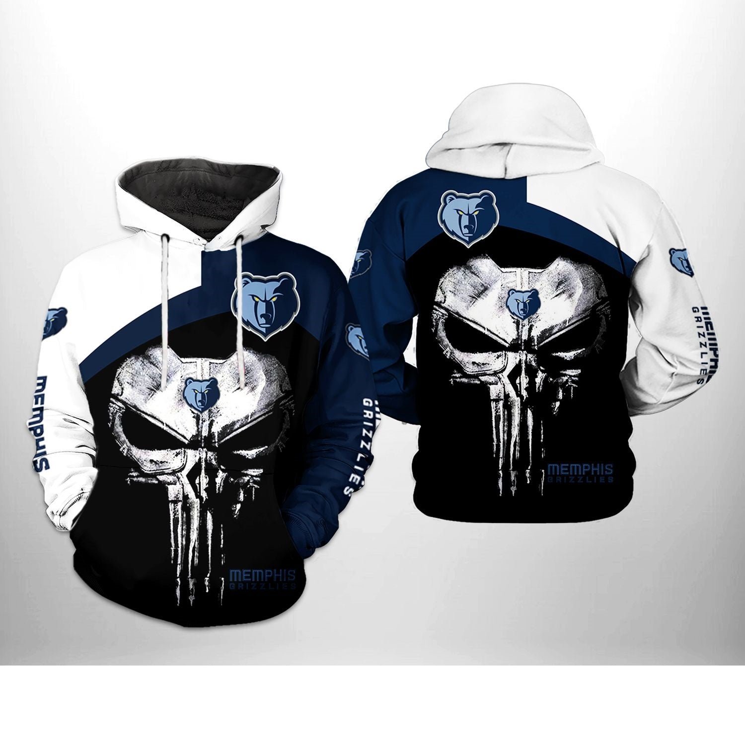 Memphis Grizzlies Skull Punisher Hoodie